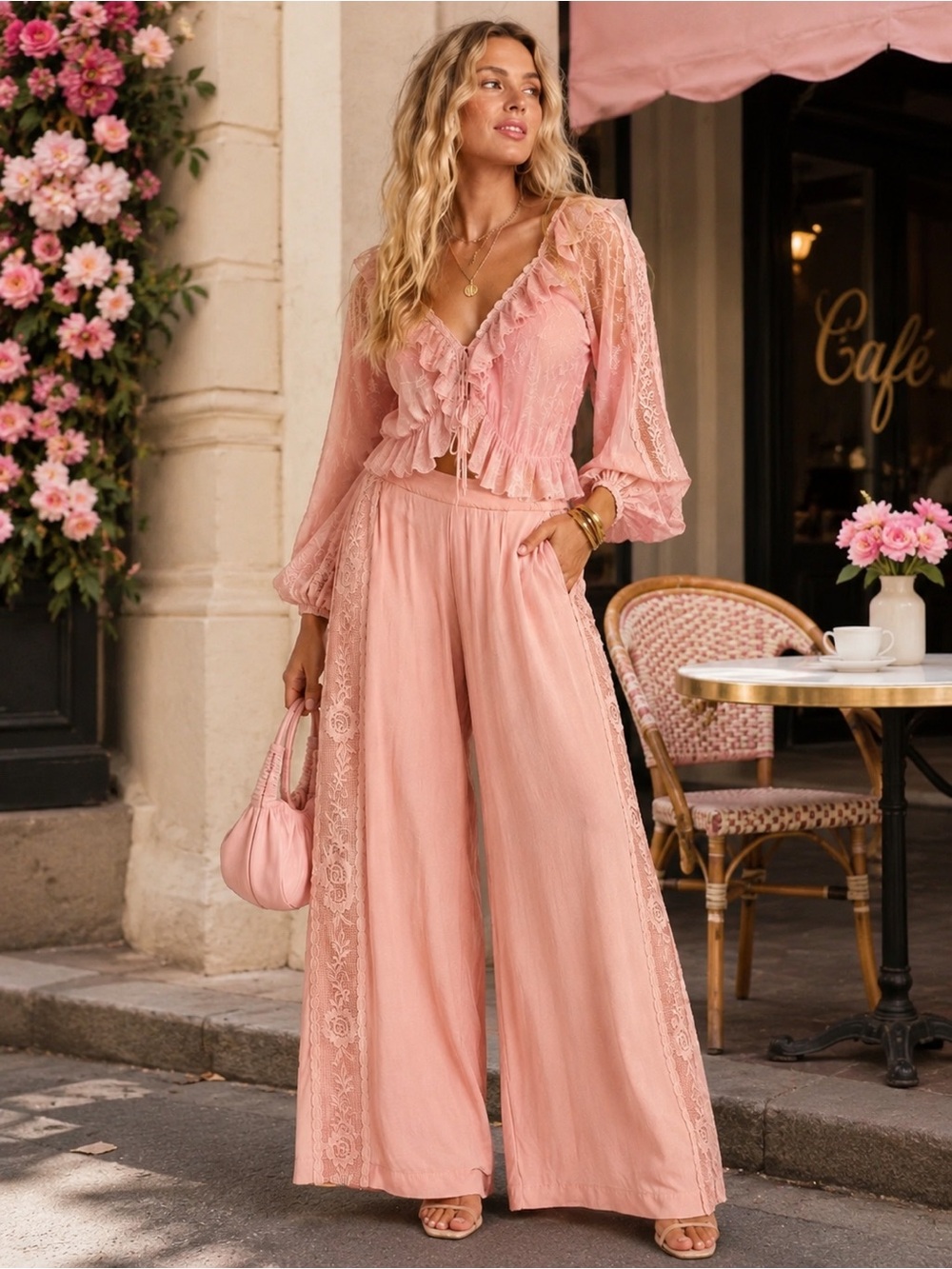 LA REYNA | City in Bloom Pant - blush